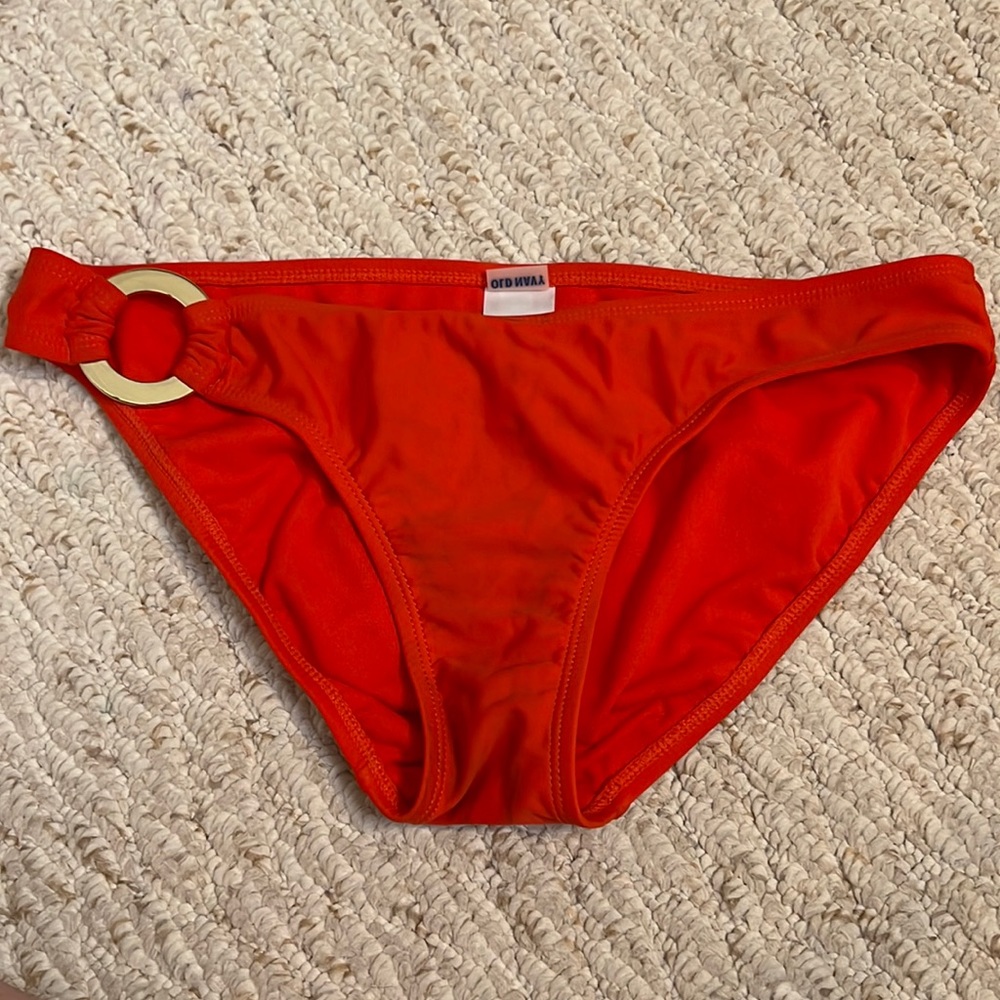 Old Navy Orange Bathing Suit Bottom with Gold Buckle, Size: Small